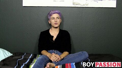 Cute twink toys with his big fat dong and moans for us too