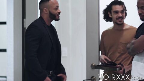 Buffed DeAngelo Jackson fucks Dominic Pacifico hard on his back until cumshot