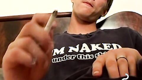 Chainsmoking twink savors mouthfucking with dripping cum