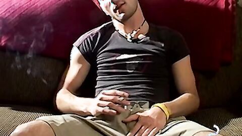 Horny twink smoke addict loves a threesome fucking