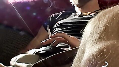 Horny twink smoke addict loves a threesome fucking