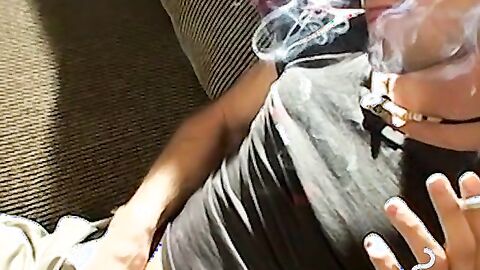 Horny twink smoke addict loves a threesome fucking
