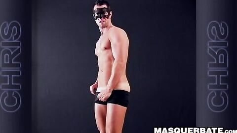 Handsome muscular guy Chris does striptease while jerking