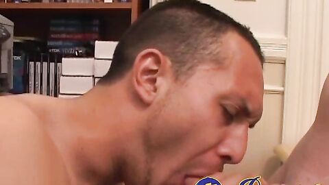 Diamin Cortez seduces his straight buddy Marco Phoenix into his first anal