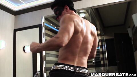 Mysterious masked dude Christopher masturbates solo