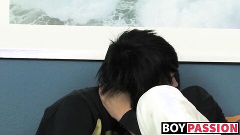 Wild young gay Nicky dick sucked before fucking cute twink