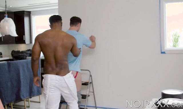 Kinky DeAngelo Jackson paints Michaels mouth with his white jizz