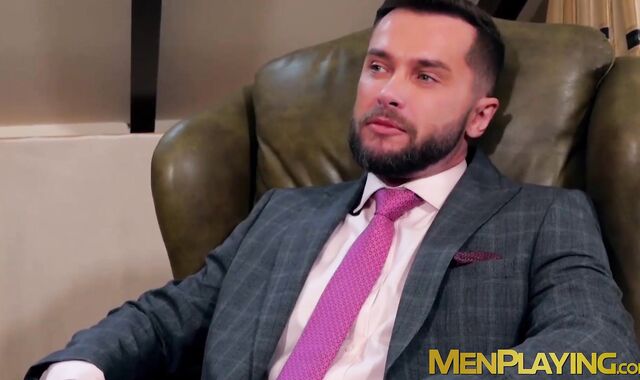 Classy businessmen seal the deal with cock in ass