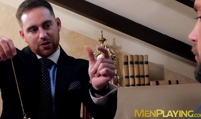Classy businessmen seal the deal with cock in ass