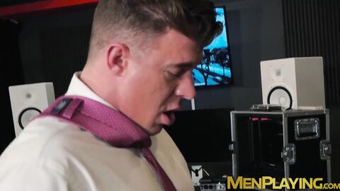 Businessman receives a wet blowjob before fucking his man