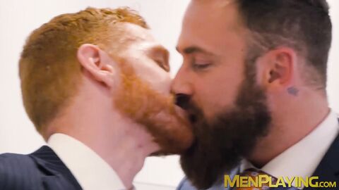Executives enjoy sloppy blowjob before a rough analfucking