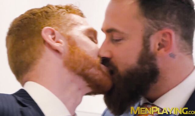 Executives enjoy sloppy blowjob before a rough analfucking