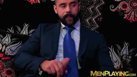Classy executives enjoy sloppy oral sex after playing cards