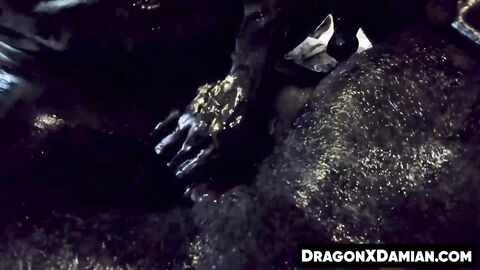 Damian Dragon and two others covered themselves with ink before doing wild threesome
