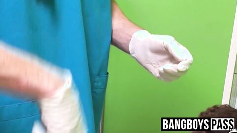 Bareback after pleasant blowjob for male jock nurse