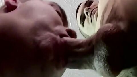Tattooed amateur sucked skillfully by mature cum loving gay
