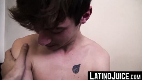 LatinoJuice.com - Beautiful boy Esteban gobbles my uncut cock and eats my sticky load