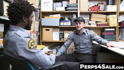 Perps4Sale.com - Hunk Black cop teases unshaved Inked Jock suspect and fucked