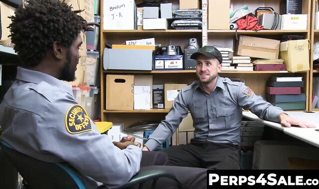 Perps4Sale.com - Hunk Black cop teases unshaved Inked Jock suspect and fucked