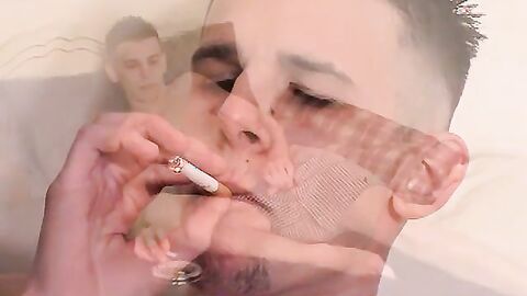 Red cig smoking and a hardcore fat jerking by attractive Marke