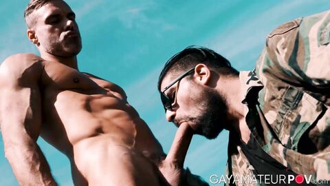 Hardcore outdoor ass pounding by military studs Manuel Skye and Ryan Bones