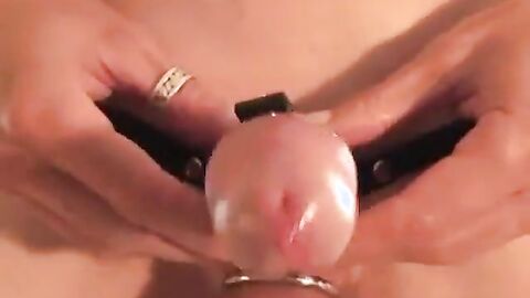 Twink's Cock Harness Fun with a Shot Glass Twist