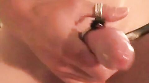 Twink's Cock Harness Fun with a Shot Glass Twist