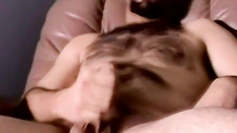 Straight bear boy unloading the cum from his balls