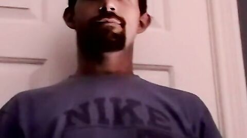 Straight bear boy unloading the cum from his balls