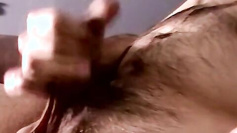 Straight bear boy unloading the cum from his balls