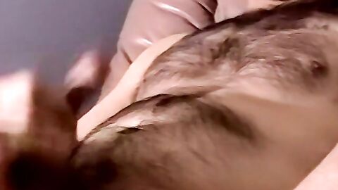 Straight bear boy unloading the cum from his balls