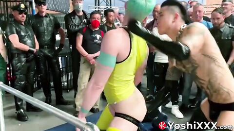 Axel Abysse endures while Yoshi Kawasaki uses massive dildos to fuck him in front of