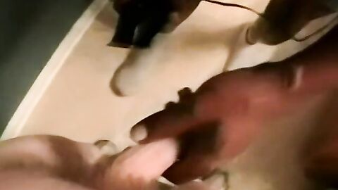 Handsome amateur masturbating with help of mature homo