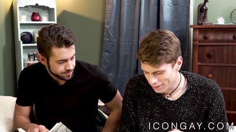 Charming homo Troy Acolla busting ass with cutie tutors cock