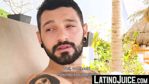 LatinoJuice.com - Tattooed latino Igor Lucious wanks my cock to harvest juicy cum