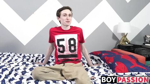 Slim twink Jacob milking his meat pole until burst of jizz