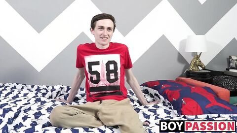 Slim twink Jacob milking his meat pole until burst of jizz