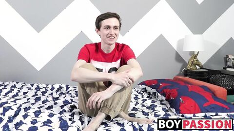 Slim twink Jacob milking his meat pole until burst of jizz