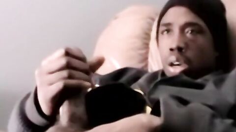 Straight black ghetto thug jerks off BBC and cum blasts solo
