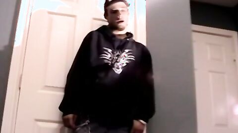 Handsome amateur jerking off his thick cock in kinky solo