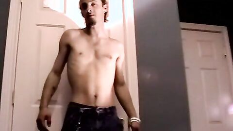 Handsome amateur jerking off his thick cock in kinky solo
