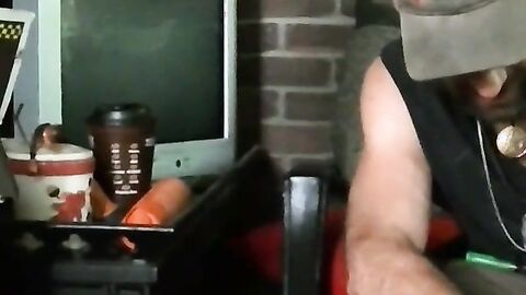 Fat amateur guy blows hairy cock and receives a big load