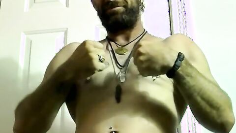 Fat amateur guy blows hairy cock and receives a big load