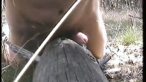 Outdoor Handjob Fun: Tree Trunk Humping Adventure