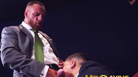 Horny suited stud Bastian Karim fucked hardcore bareback