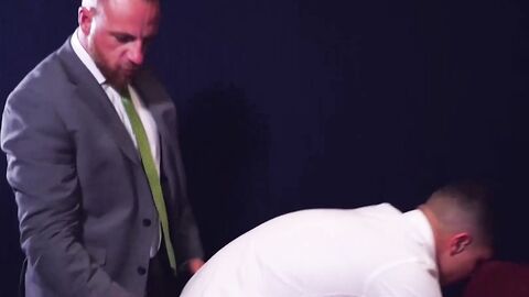 Horny suited stud Bastian Karim fucked hardcore bareback