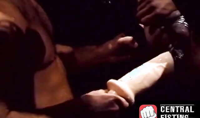 CentralFisting.com - Black gay's tight ass stretched by a massive dildo in hardcore p