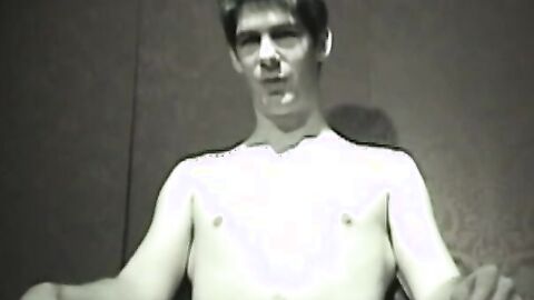 Cute amateur guy jerking off big dick and fucking sex doll