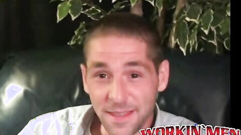 Amateur shows off his hairy cock in an interview and jerks