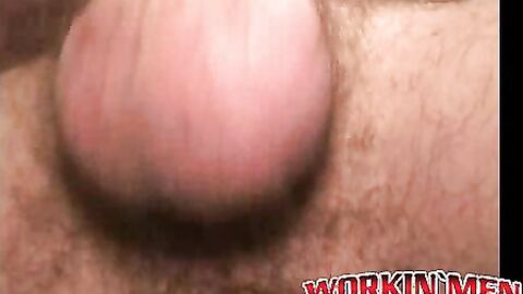 Amateur shows off his hairy cock in an interview and jerks